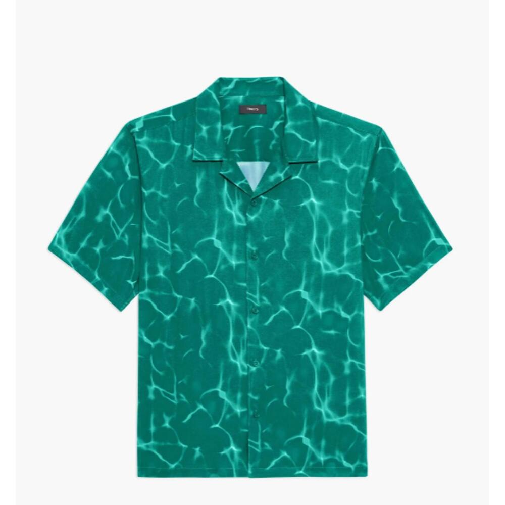 Theory, XXL, Green, Short Sleeve Button Front Camp Shirt